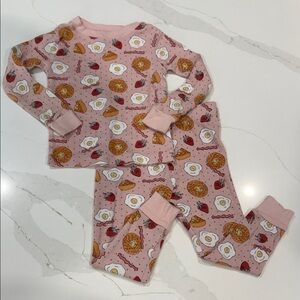 Pink Kids Pajamas with Breakfast Print